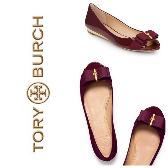 Tory Burch Shoes - Tory Burch Trudy Demi Wedge Cabernet peep toe